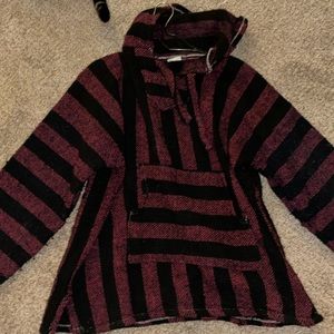 oversized pink and black striped hoodie